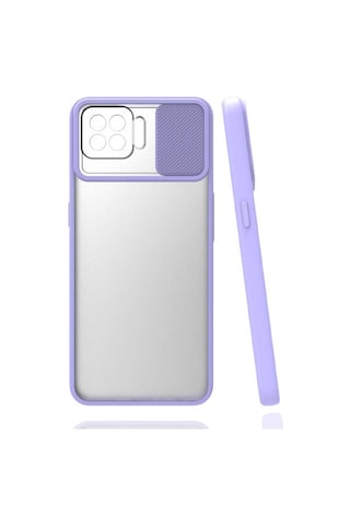 Noktaks - Oppo Uyumlu Oppo Reno 4 Lite - Kılıf Slayt Sürgülü Arkası Buzlu Lensi Kapak - Lila