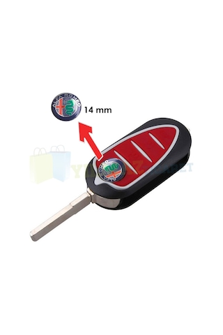 Alfa Romeo Kumanda Anahtarlık Logo Amblem Metal 3M 1 Adet 14 Mm
