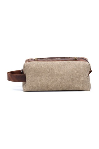 Gillario Design 06 Unisex Suni Kanvas+deri Kum-taba Eskitme Dopp Kit