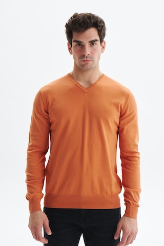 AR-MA Arma Erkek Slim Fit Likralı Pamuklu Örme V Yaka Triko Kazak K0kro0854 Turuncu