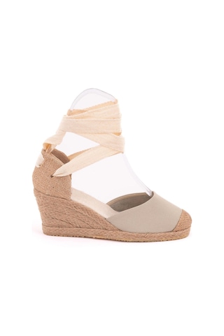 Star Tombis Gerçek Elişi Bej Ipli Dolgu Topuk Keten Espadril Handmade Bej