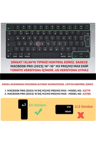 NovStrap Apple Uyumlu MacBook Pro 2023 16 inç M2 A2780 Türkçe Q Klavye Siyah Klavye Koruyucu Kılıf
