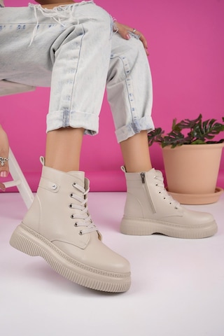 Muggo Lucinda Garantili Kalın Taban Fermuarlı Bağcıklı Kadın Postal Bot 001