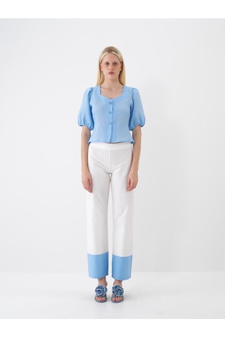 Xint Mavi %100 Keten Regular Fit Bluz 751075