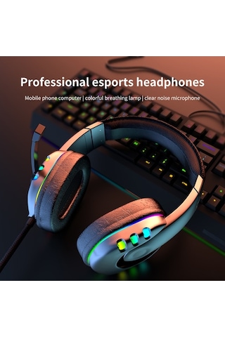 Novahub Ak47 Renkli Led Işık Oyun Kulaklığı, Harici Mikrofon, Ses Kontrolü, Rahat Kullanım, Siyah