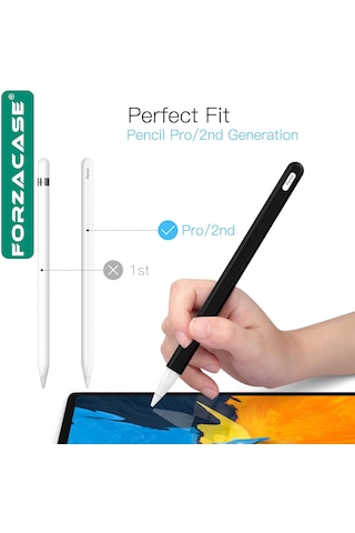 Forzacase Apple Pencil 2. Nesil İle Uyumlu Manyetik Şarj Destekli İnce Ergonomik Kaymaz Koruyucu Kalem Kılıf - Fc1232 Siyah