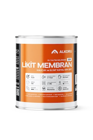 Alkoru 1 Kg Zer Sıvı Zift Likit Membran Kauçuk Ve Elyaf Katkılı Su Yalıtım Malzemesi