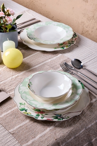 Porselen Bridy Bone 24 Parça 6 Kişilik Yemek Takımı Desenlı Desenli