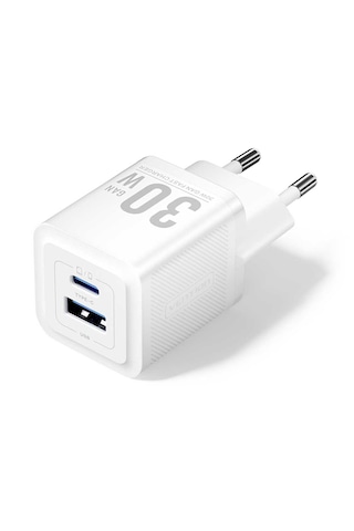 Vention 30w Gan Çift Çıkışlı 1xusb-c 30w + 1xusb-a 30w Hızlı Şarj Cihazı İphone Uyumlu Beyaz