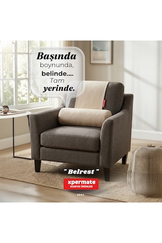 Belrest Bel Boyun Baş Destek Yastığı Ayarlanabilir Ağırlıklı Koltuk Kanepe Ve Araç Boyun Yastığı Bej