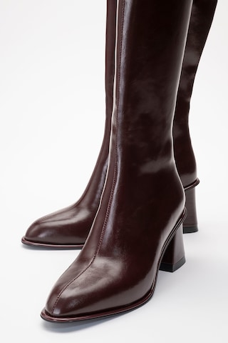 Luvishoes Luvi Shoes Paradis Bordo Cilt Kadın Kalın Topuklu Çizme Bordo