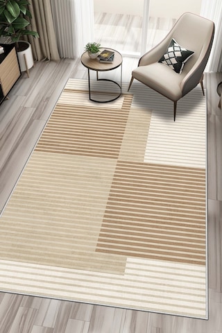 West Home Makinede Yıkanabilir Kaymaz Taban Leke Tutmaz Bej Modern Salon Halısı Mutfak Halısı Ve Yolluk Wh601 Beige