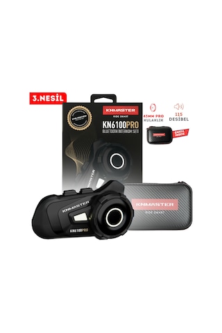 Knmaster Kn6100 Pro Motosiklet Kask İnterkom Bluetooth Intercom Seti Siyah (3.Nesil)