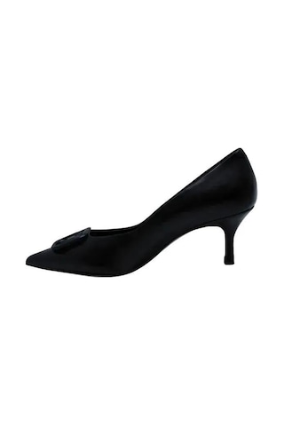 Poletto Hakiki Deri Sıyah Ayakkabı Stiletto 9841 41-1248 Siyah