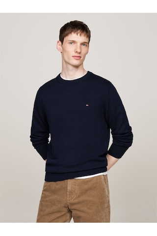 Tommy Hilfiger Pıma Org Ctn Cashmere Crew Neck Erkek Mavi Kazak - Mw0mw28046 Mavi