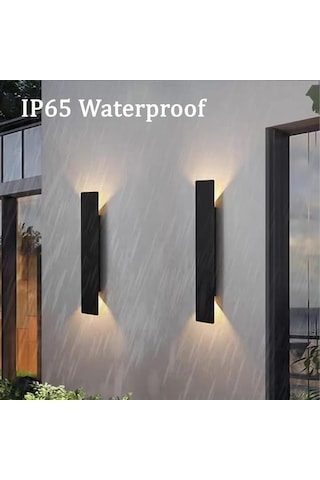 Led Dış Mekan Duvar Lambası Uzun Ip65 Su Geçirmez Duvar Aydınlatması Villa Sundurma Aplik Alüminyum Duvar Lambası İç Mekan/dış Mekan Teras Bahçe Girişi Koridor Siyah Sıcak Işık, 61 Cm Diğer