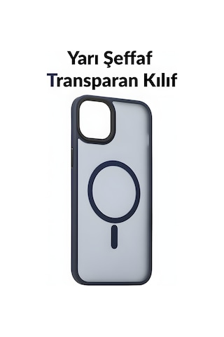 Bix Apple Uyumlu iPhone 15 Magsafe  Kılıf Tam Koruma Manyetik Darbe Emici Gece Mavisi