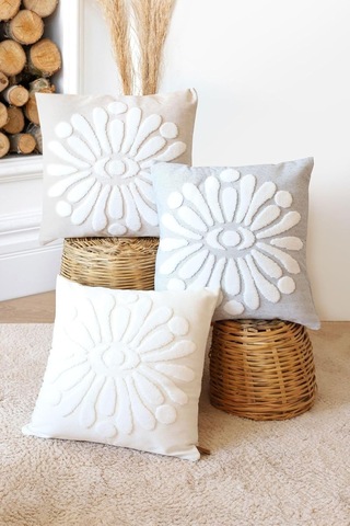 Bohem Özel Tasarım Punch Panç Desen Kare Dekoratif Kırlent Kılıfı 43x43 Cm Boho Bej Çok Renkli
