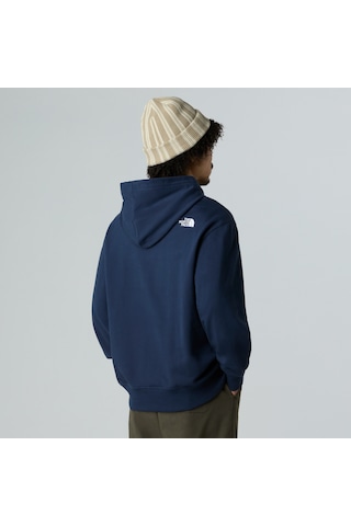 The North Face Mountain Logo Relaxed Erkek Kapüşonlu Sweatshirt-32356 Lacivert