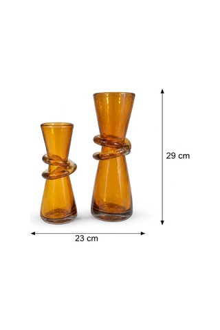 Fiyonk Boğumlu 2li Vazo Amber 29x23 Cm