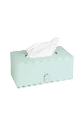 2k Premium Tasarım Vegan Deri Mendil Ve Peçete Kutusu Maksi Boy Peçetelik Ofis Ev Hediyelik Masa Üstü Aksesuar 24x13x10 Cm. Su Yeşili
