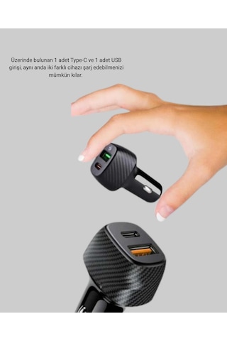 Cosmotex 38w Araç Şarj Cihazı Type-c Pd Usb Hızlı Şarj Çift Port