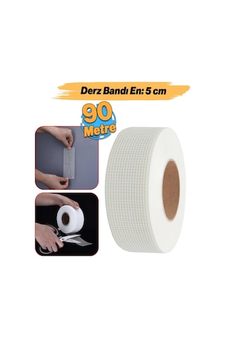 Lexroo Yapışkanlı Derz Bandı 90 Metre İç Dış Cephe Sıva Filesi 5 Cm Tamir Sıvası Yalıtım Montalama