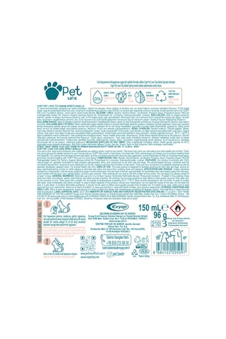 Pet Love Tüy Bakım Spreyi Vanilya Doğal Argan Yağlı 150 ML