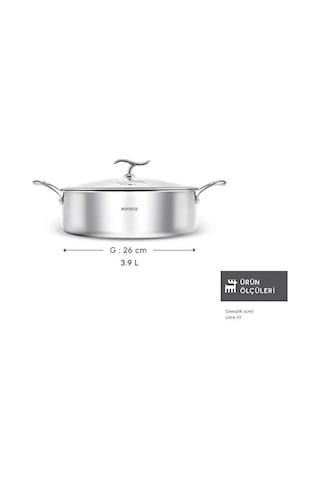 Karaca Plasma Steel 316+ 3Ply Yanmaz Yapışmaz Çelik Karnıyarık Tencere 26 cm