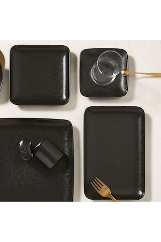 GÜRAL KANSAS 33 PARÇA 6 KİŞİLİK KARE BONE KAHVALTI TAKIMI - 515 Siyah