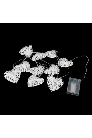 Springsun 2.5m 10 Adet Kalp Şekilli Rattan Işıklı Zincir - Doğal Malzeme, Ev Dekorasyonu, Parti & Düğün Pil Hariç Diğer