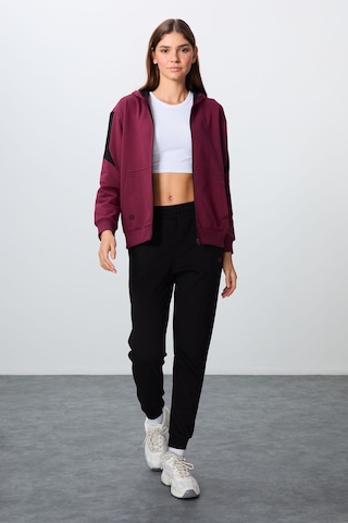 Tommy Life Erguvan-siyah Kompakt Pamuklu Kalın Pürüzsüz Dokulu Kapüşonlu Oversize Fit Kadın Eşofman Takım - 95 Mor