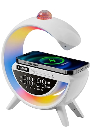 Beemen Masaüstü Led Rgb Gece Lambası Dijital Saat Bluetooth Hoparlör