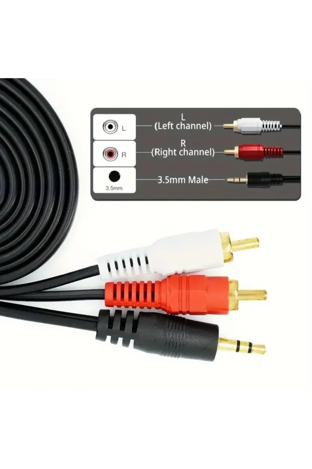 1.5 Metre 3.5mm 2rca Jak Kablosu Stereo Splitter Aux Profesyonel Av Kablosu Dvd Tv Cd Ses Kablosu 1.5 M