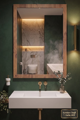 Antik Ahşap Dik Dekoratif Ayna Dresuar Boy Koridor Konsol Aynası Banyo Oda Lavabo Wc Mutfak Makyaj Aynası 90x68 Cm Atlantik Çam