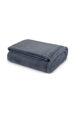 Pufina Tek Kişilik Tavşan Tüyü Dokulu Peluş Battaniye & Yatak Örtüsü 150x220 Antrasit