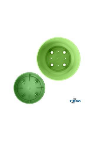 Iksora Saksı Dekoratif Tabaklı Çiçek Kaktüs Saksısı Mat Plastik 1 Adet, Yeşil, 0.4 Litre