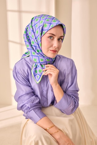 Silk Home Twill İpek Eşarp 11474 - 90 X 90 / Lila,yeşil,saks,beyaz-53 Lila,yeşil,saks,beyaz-53