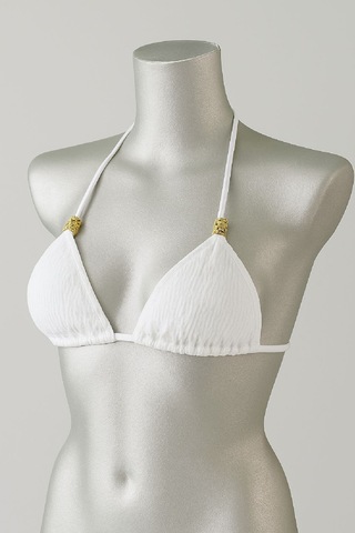Epilons Zenvial Kadın Beyaz Pedli Üçgen Bikini Üstü Halter Bağlamalı Aksesuarlı Zenviall2