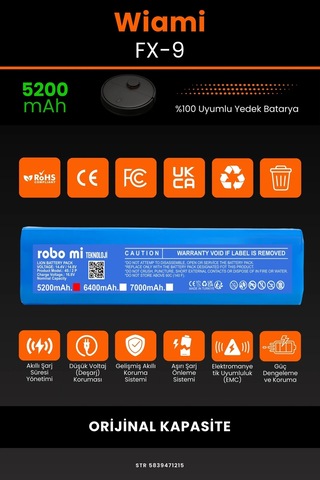 Wiami Fx-9 5200mah Robot Süpürge Bataryası