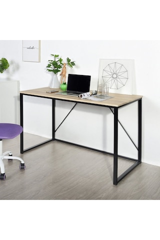 Bodd Metal Ayaklı Doğal Ahşap Çalışma Masası Siyah