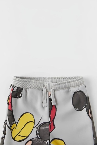 Unisex Çocuk Mickey Mouse Baskılı Gri 3 İplik Şardonsuz Kışlık Sweat Ve Eşofman Alt Üst Takım Gri