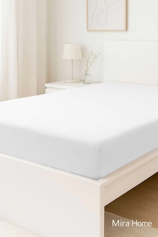 Çift Kişilik Düz Penye %100 Pamuklu Lastikli Çarşaf 200x200 Cm Battal Boy Newsheet Beyaz Çok Renkli