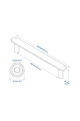 Ikea Nydala 2'li Mobilya Kulpu 154 Mm Siyah