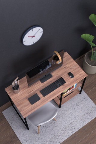 Atlas 120 Cm Raflı Çalışma Masası Bilgisayar Masası Ofis Ders Masası Atlantik Çam