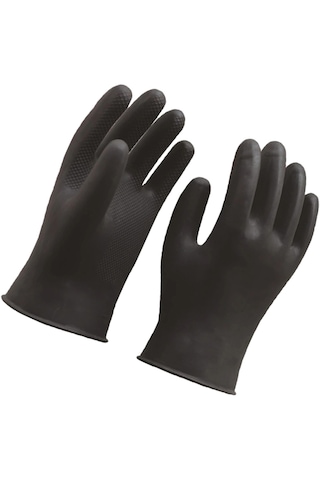 Homyl Uzun Sanayi Kauçuk Lateks Eldiven İş Siyah-31-cm