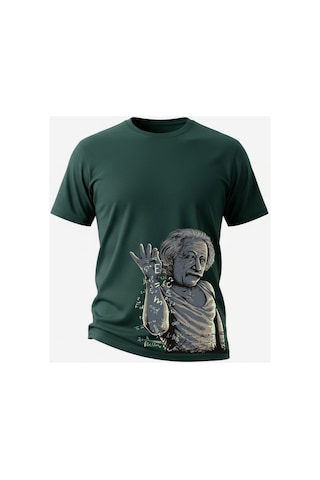 Urbantrendstore Unisex Albert Einstein Oversize Fit Rahat Geniş Salaş T-shirt Günlük Tişört Yeşil