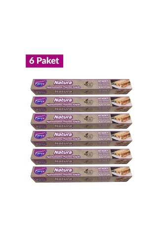 Natura Ağartılmamış Hazır Kesilmiş Pişirme Kağıdı 10 Lu 6 Paket