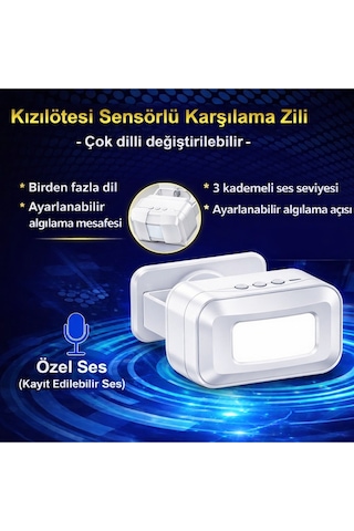 Hareket Sensörlü Kablosuz Kapı Zili 20 Melodi, Çok Dilli Karşılama C50