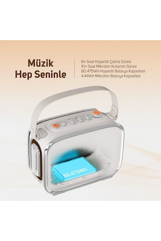Divoom Songbird Ultra 100w Çift Mikrofonlu Karaoke Bluetooth Hoparlör, Taşınabilir Ses Bombası, 8 Sa